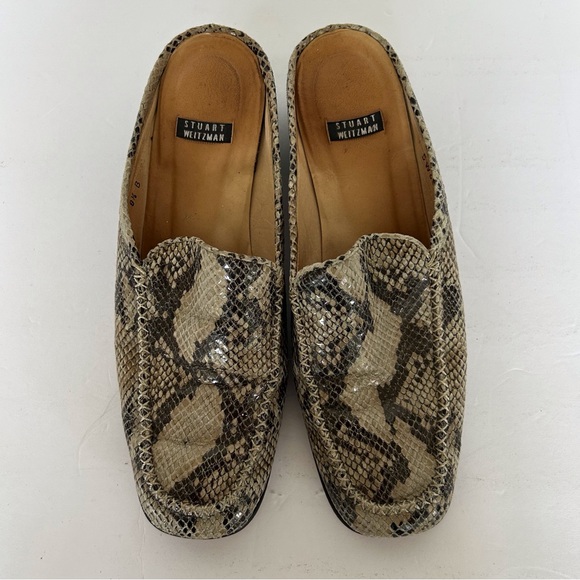 STUART WEITZMAN SNAKESKIN LEATHER MULES. LOGS SLIP ONS SIZE 8.5 - Picture 3 of 16